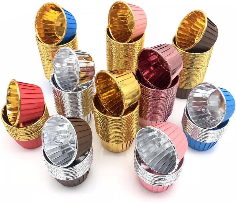 50pcs Disposable Color Hemming Cupcake Wrappers Heat-resistant Paper Muffin Cups for Party Baking Greaseproof Dessert Baking Cases Random Color Assorted style - Image 1