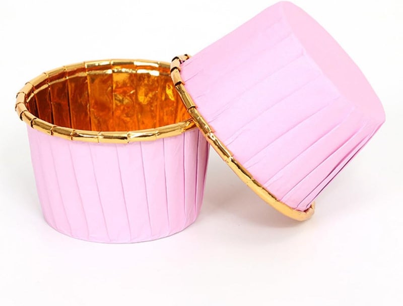 50pcs Disposable Color Hemming Cupcake Wrappers Heat-resistant Paper Muffin Cups for Party Baking Greaseproof Dessert Baking Cases Random Color Assorted style - Image 3