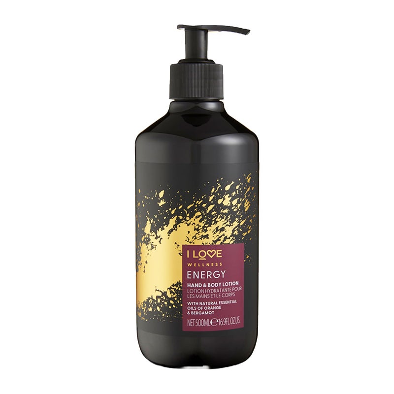 I Love Wellness Energy Hand and Body Lotion  Moisturizing Lotion for Dry Skin  Vitamin E Lotion  Orange and Bergamot Scent  169 oz