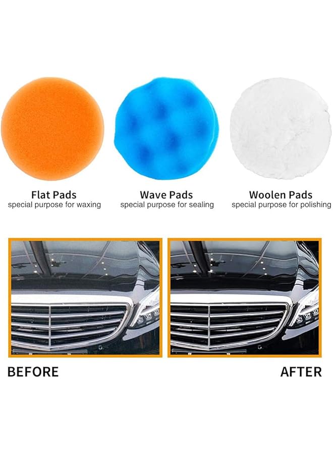 Generic Car Polishing Sponge 25Pcs Polishing Pads Set Car Buffing Pads And Wool Polishing Pads Drill Adapter For Car Polisher And Electric Drill Polishing Pads Sponge Buffing Pads Waxing Pads  - Image 3