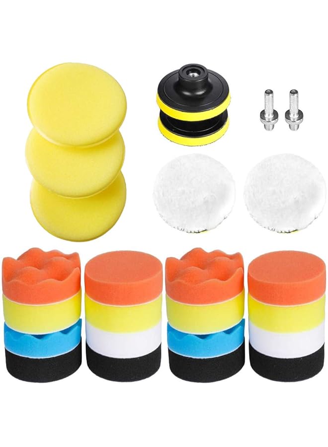 Generic Car Polishing Sponge 25Pcs Polishing Pads Set Car Buffing Pads And Wool Polishing Pads Drill Adapter For Car Polisher And Electric Drill Polishing Pads Sponge Buffing Pads Waxing Pads  - Image 1