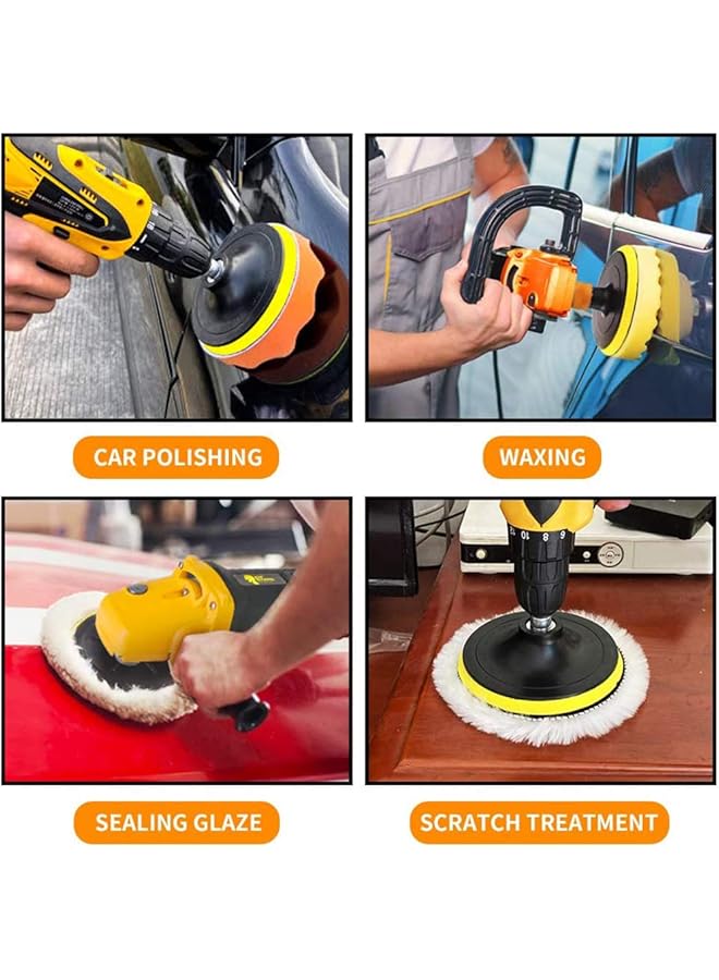Generic Car Polishing Sponge 25Pcs Polishing Pads Set Car Buffing Pads And Wool Polishing Pads Drill Adapter For Car Polisher And Electric Drill Polishing Pads Sponge Buffing Pads Waxing Pads  - Image 2