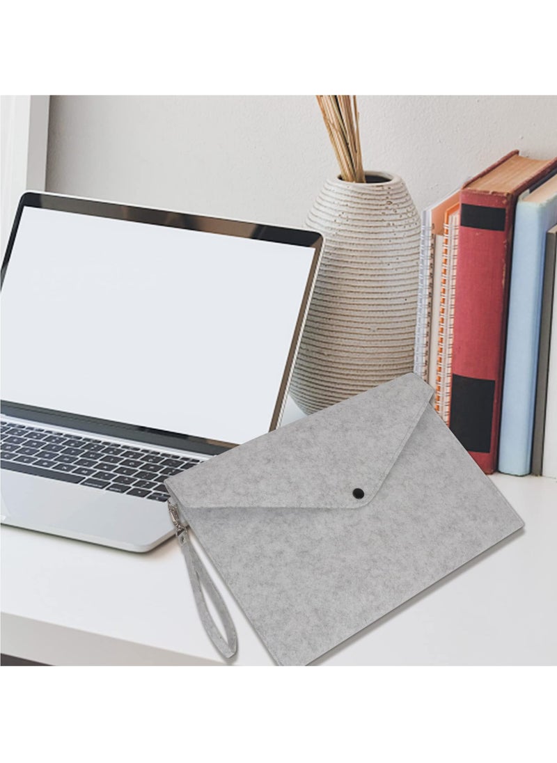 Generic - File Folder, Felt A4 Document Holder File Organizer Filing Envelope Portfolio Case Tablet Sleeve with Button Closure and Wrist Strap for Home School Office Stationery Grey and Black - Image 1