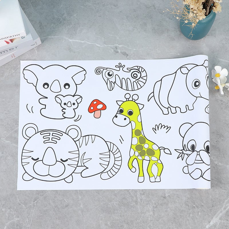 Children'S Graffiti Picture Scroll Early Education Educational Color Filling Large Drawing Paper Thickening Wall Not Dirty Wall Long Roll Canvas 3M - Image 3
