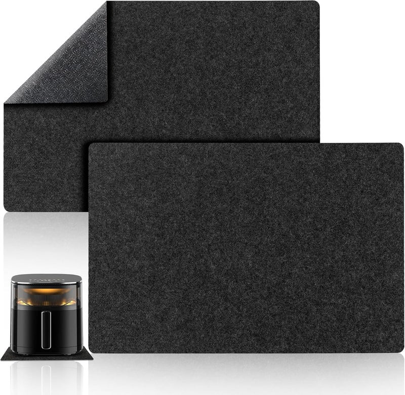 KIDOT 2 Pcs Heat Resistant Mat for Air Fryer, 12" x 17" Thickened Kitchen Countertop Protector Mat Cut to Fit, Non Slip Heat Proof Pad with Sliding Function for Blender, Coffee Maker, Toaster, Microwave - Image 1