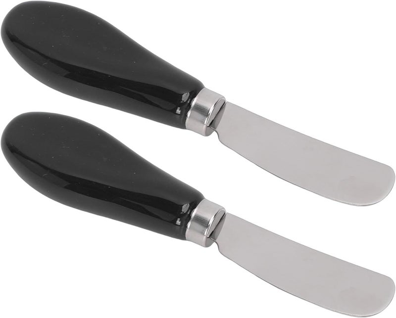 GLOGLOW Black Butter Spreader 2Pcs Stainless Steel for Jam Cheese Family Meals - Image 1