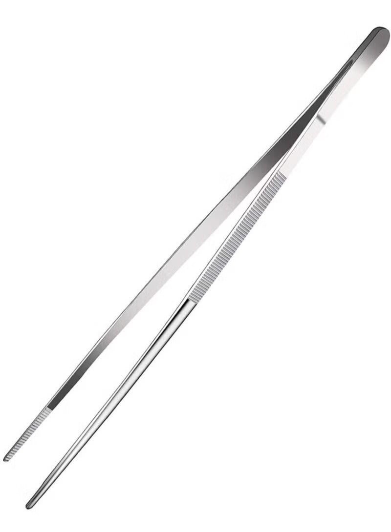 Long Tweezers Kitchen Tweezers with Precision Serrated Food Tweezers Tongs with Precision Serrated Tips Stainless Steel Culinary Long Chef Tweezers for Cooking Kitchen Barbecue - Image 1