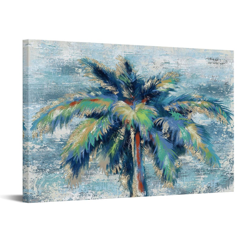 RnnJoile Palm Tree Canvas Painting Colorful Tropical Wall Picture Art Large Canvas Artwork for Home Bathroom Living Room Bedroom Decor