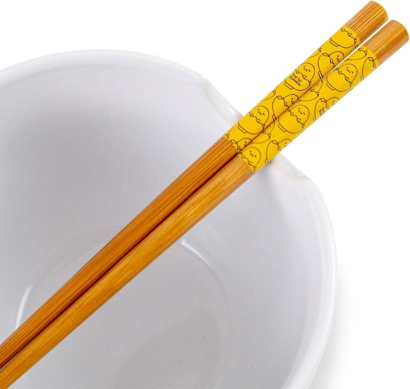Silver Buffalo Sanrio Gudetama x Nissin Top Ramen Dream Come True Ceramic Ramen Dinnerware Set  Includes 20Ounce Noodle Bowl and Wooden Chopsticks - Image 4