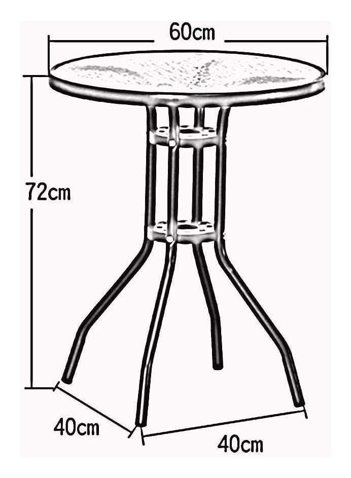 Generic Outdoor Table Round Patio Dining Table Coffee Table Side Table Garden Table Outdoor Indoor Furniture with Metal Frame and Tempered Water Ripple Glass Top for Garden Backyard Porch Deck (CLASSIC) - Image 2