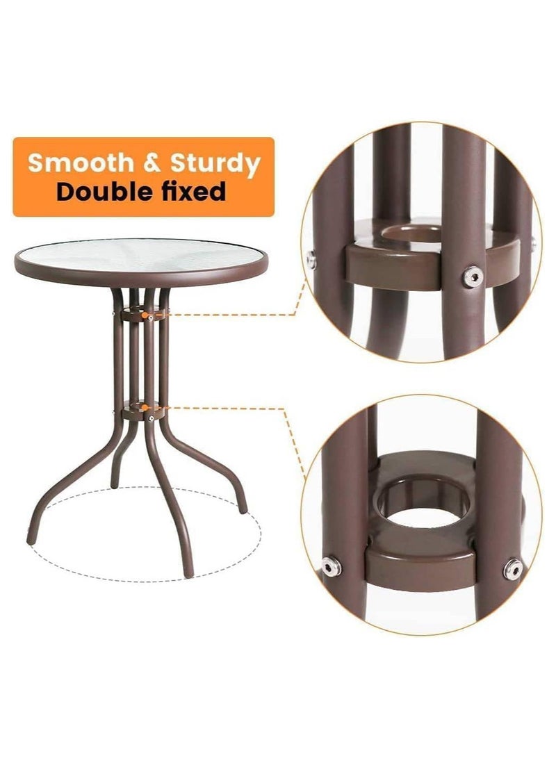 Generic Outdoor Table Round Patio Dining Table Coffee Table Side Table Garden Table Outdoor Indoor Furniture with Metal Frame and Tempered Water Ripple Glass Top for Garden Backyard Porch Deck (CLASSIC) - Image 3
