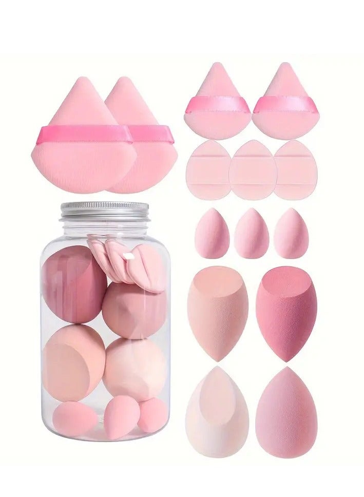 14-Piece Makeup Sponge Set- Multi soft color Mini Makeup Sponge, Powder Puff Long Lasting Beauty Sponge Wet & Dry Use for Women - Image 1