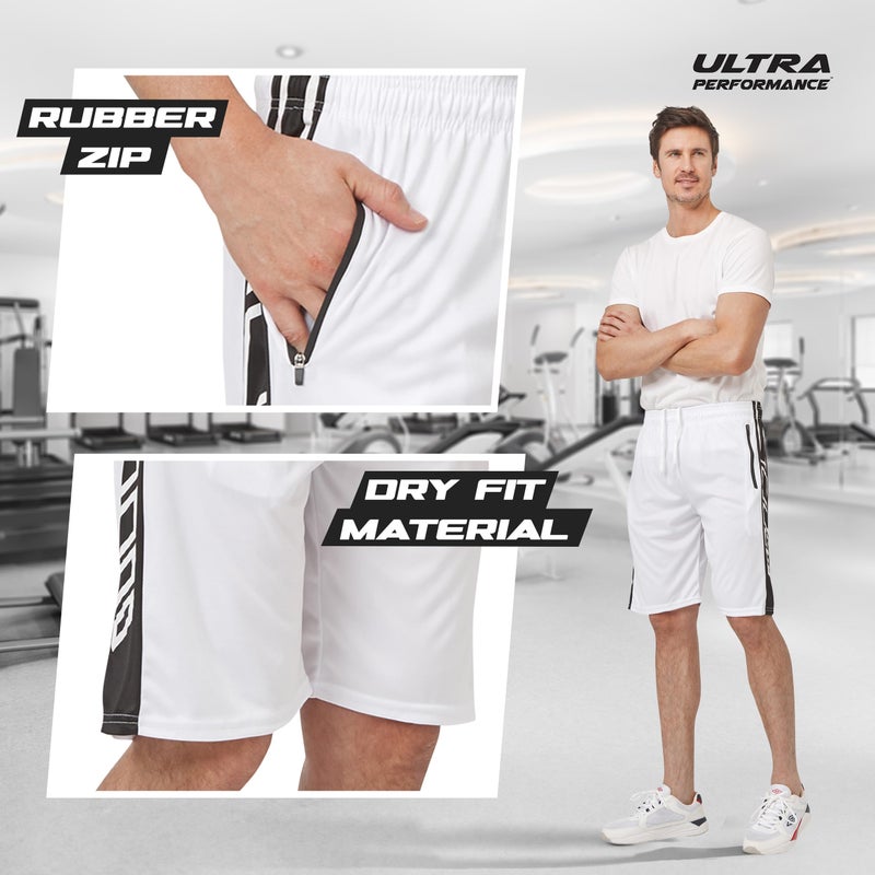 Ultra Performance شورتات رياضية للرجال 5 قطع بأداء فائق، شورتات جيم كرة سلة للرجال مع جيوب بسحاب - Image 3
