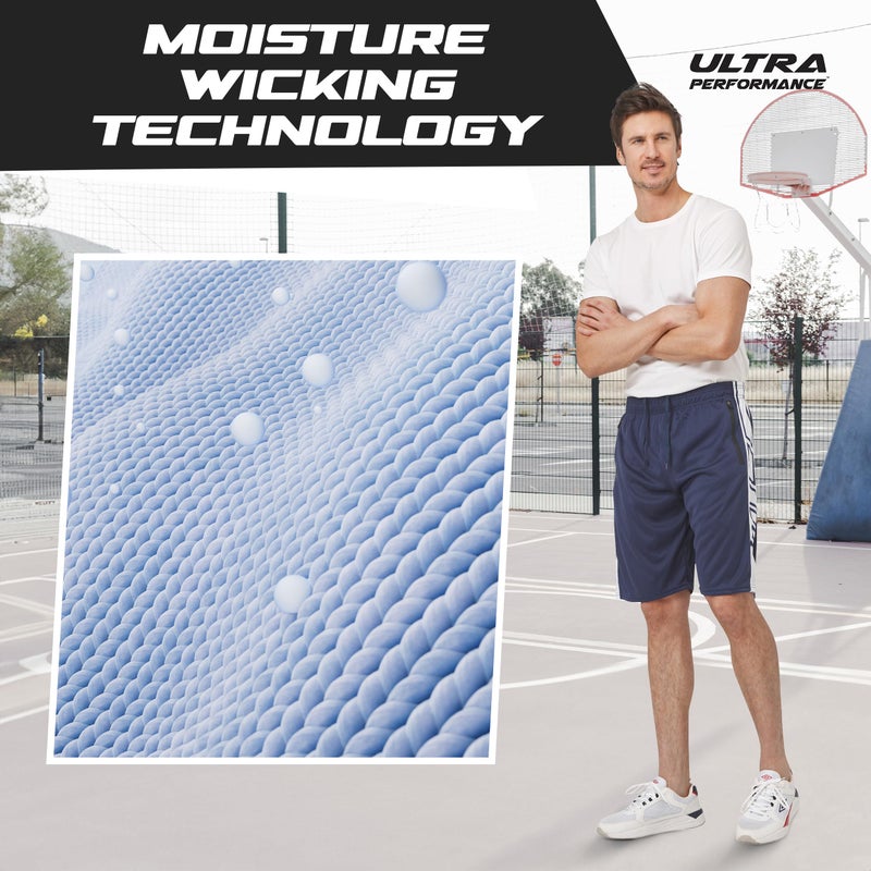 Ultra Performance شورتات رياضية للرجال 5 قطع بأداء فائق، شورتات جيم كرة سلة للرجال مع جيوب بسحاب - Image 4