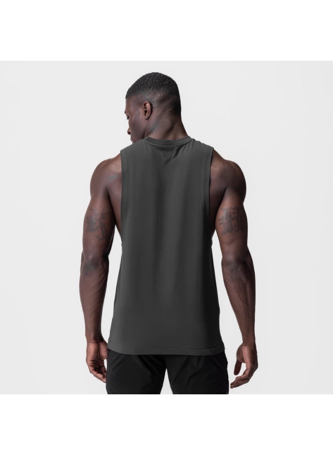 Fitness Men's T-shirt Round Neck Stretch Sleeveless T-shirt  Summer Fitness Solid Color Sports Vest - Image 2