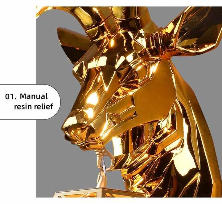 Decor chronicle Golden Crystal Deer Antler Head Wall Lamp with Large Animal-Themed Head Wall Lights for Living Room, Bedroom, and Bedside (Facet Deer) - Image 2