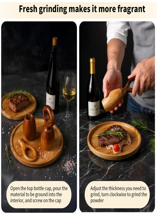 BestYiJo 2 Pack Acacia Wood manual Salt and Pepper Grinder Set, Adjustable Coarseness, Refillable Design, Perfect for Home Kitchen, Dining Table, Ideal Gift for Gourmet Lovers - Image 3