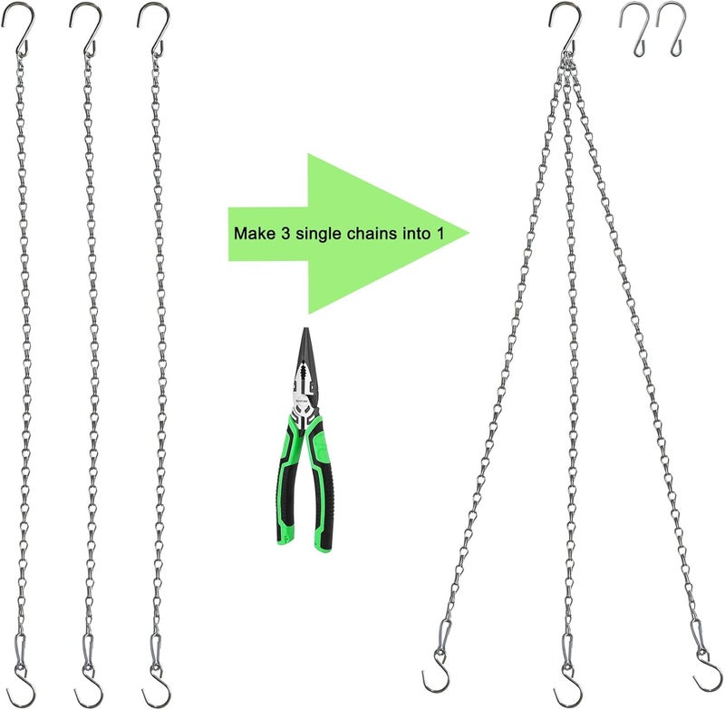 Sersberg Chain for Hanging Plants,25 Inch Silver Hanging Chain Basket Kits with Hooks for Bird Feeder Plant Extender Porch Wind Chime (Silver, 25 Inch-4PCS) - Image 4