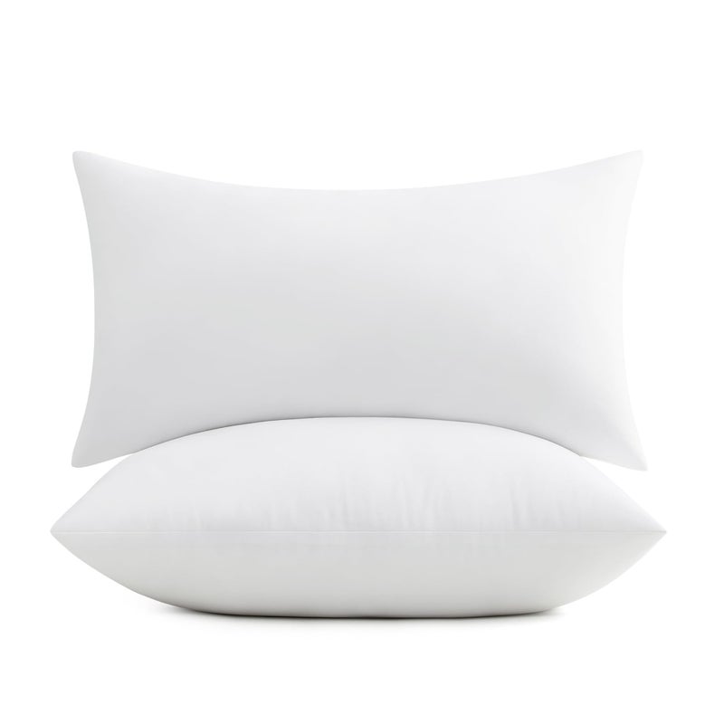 puredown وسائد بيد داون 12x20 حشوات 2 عبوة وسائد قطنية ناعمة ومريحة محشوة بمواد ممتلئة وسائد زخرفية مستطيلة للكنبة والأريكة والسرير وديكور المنزل - Image 1