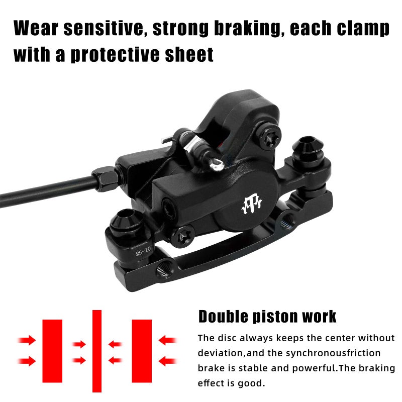 ZTZ MTB Hydraulic Disc Brake Set, Dual Piston Hydraulic Brake Kit with 160mm Rotors for Mountain Bikeï¼ˆLeft Front 850mm and Right Rear 1550mmï¼‰ (Front+Rear) - Image 3