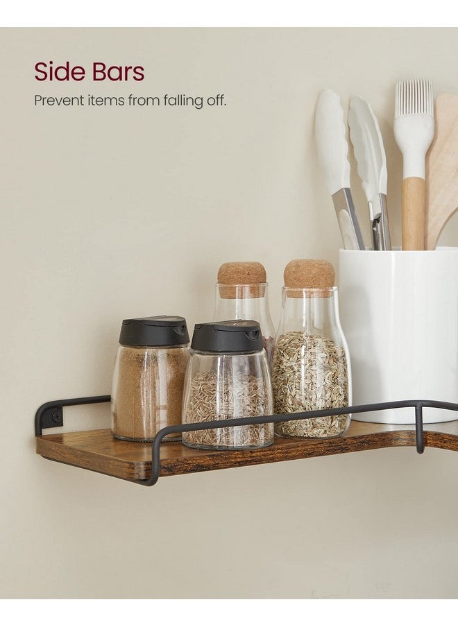 VASAGLE - VASAGLE Corner Shelf Wall Mount Set of 2, Corner Floating Shelves, Small Corner Wall Shelf for Decor Storage, for Living Room Bedroom Kitchen Bathroom, Rustic Brown and Black ULLS831B01 - Image 1