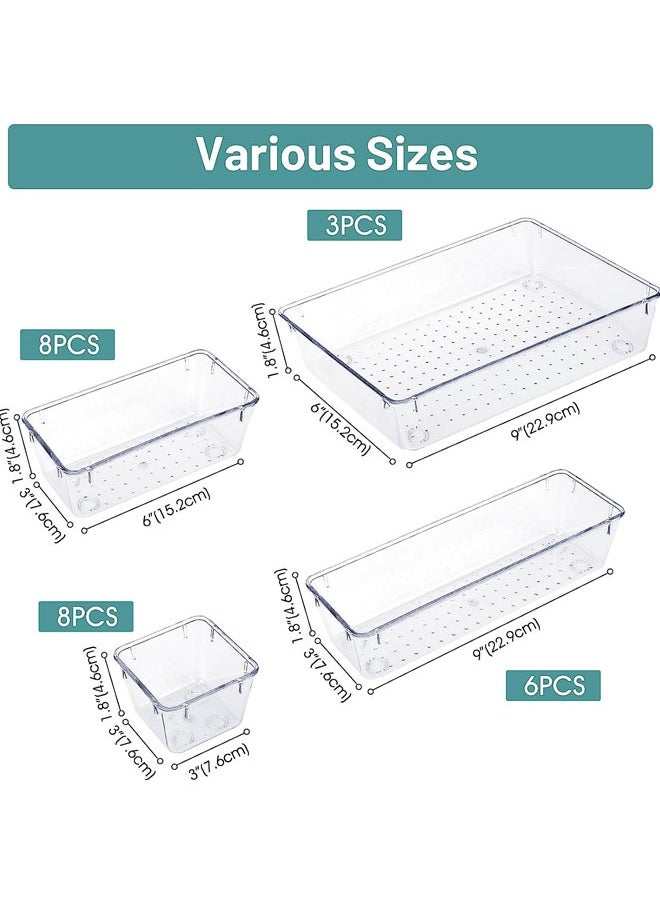Arabest 25 PCS Clear Plastic Drawer Organizer Set, 4 Sizes Desk Drawer Divider Organizers and Storage Bins for Makeup, Jewelry, Gadgets for Kitchen, Bedroom, Bathroom, Office  - Image 2