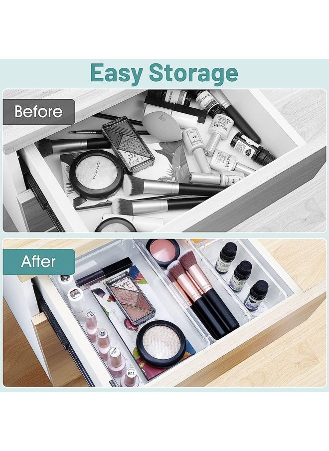 Arabest 25 PCS Clear Plastic Drawer Organizer Set, 4 Sizes Desk Drawer Divider Organizers and Storage Bins for Makeup, Jewelry, Gadgets for Kitchen, Bedroom, Bathroom, Office  - Image 4