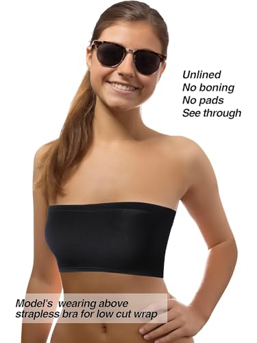 Hestya Women's Strapless Bralette Seamless Bandeau Soft Stretchy Non-Padded Bandeau Tube Top Bra in Color, 3 Pieces - Image 2