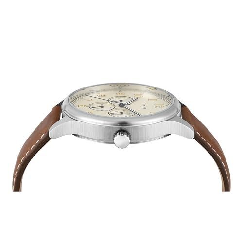 TIMEX Analog Watch for Man with Champagne Round Dial & Brown Leather Strap Band Water Resistant Men's Wrist Watches - TWEG184SMU19 - Image 4