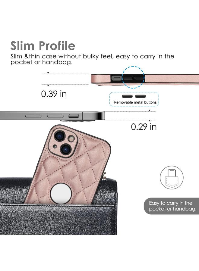S-TOP Case For iPhone 14 Plus Rhombic Leather Back Cover Phone Case - Image 4