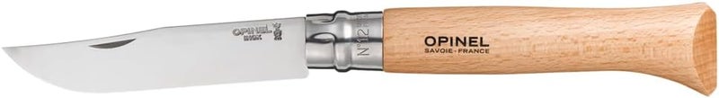 Opinel No. 12 INOX - Sandvik Stainless Steel Folding Pocket Knife, Beechwood Handle, 4.82 in Blade, Virobloc Safety Locking Collar, Made in France - Image 3