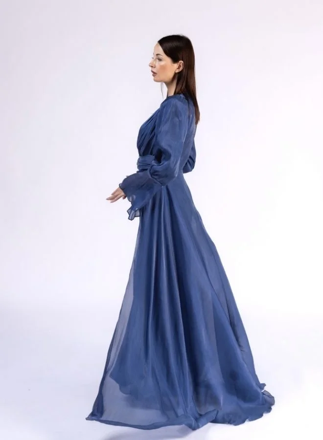 Fashonara Layered Ruffled Dress with Bowed Sleeves