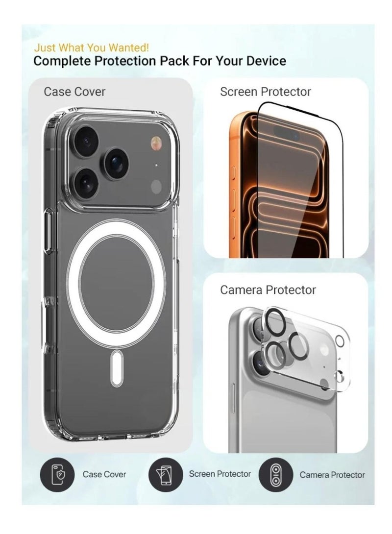 iPhone 17 Pro Max Case Clear Magsafe Ultra Thin Cover Anti-Yellowing Magnetic Cases with Screen Protector and Camera Lens Protector, Full Coverage Set for Apple iPhone 17 Pro Max 6.9 inch - Image 2