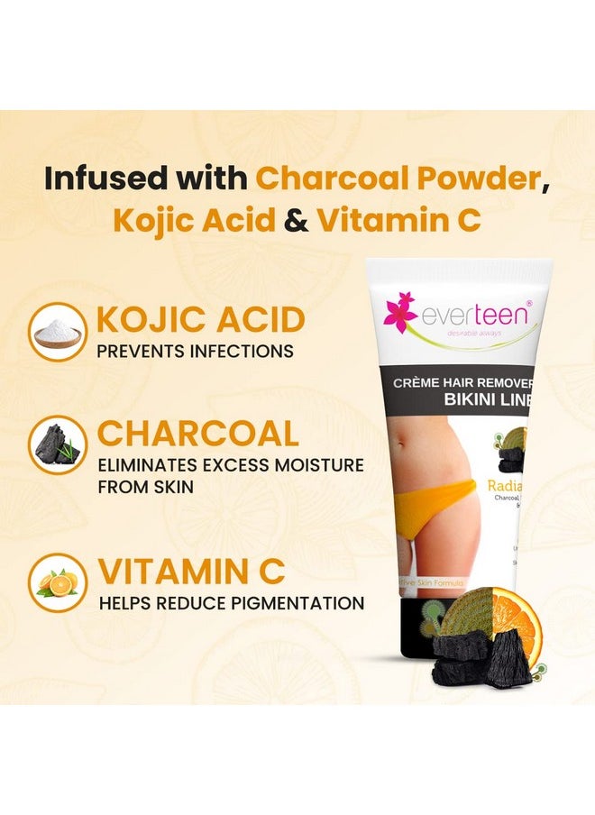 everteen Radiance Bikini Line Hair Remover Creme With Charcoal, Kojic Acid And Vitamin C - 50 G  - Image 5