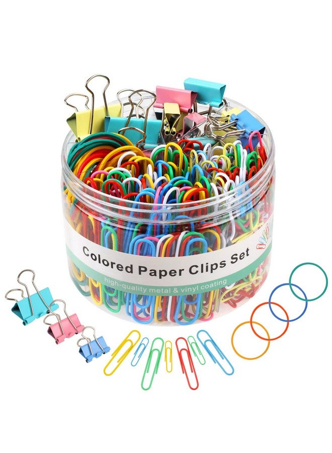Joyberg 300 Pcs Paper Clips, Binder Clips And Rubber Bands, Office Supply Set, Paper Clips And Paper Clamps, School Supplies Office Supplies Teacher Supplies For Office Desk Essentials (Assorted Sizes) - Image 1