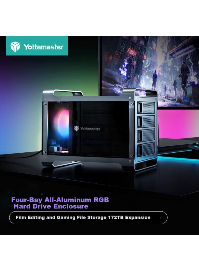 Yottamaster 2.5/3.5 Inch Sata Hdd/ssd Enclosure Gaming Edition Rgb 4-bay External Hard Drive Dock Df4u3 For Laptop And Desktop - Image 1