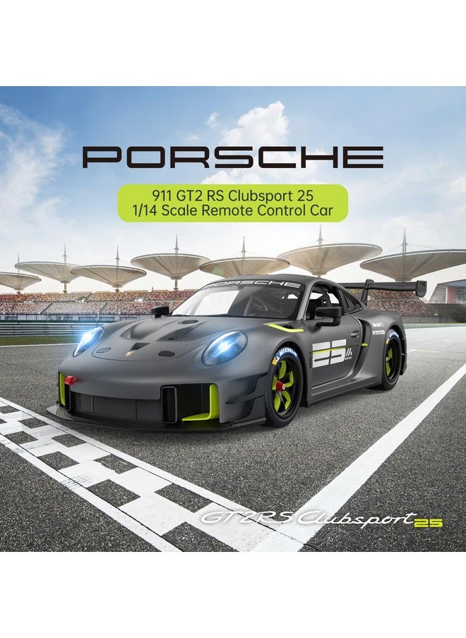 راستار سيارة بورش 911 GT2 RS Clubsport 25 للتحكم عن بعد من RASTAR بمقياس 1/14، سيارة لعبة بورش للأطفال، لون رمادي، 2.4 جيجاهرتز  - Image 2