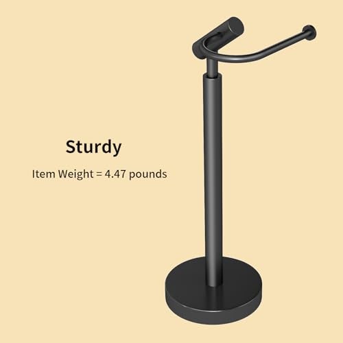 YUMORE Heavy Weighted Toilet Paper Holder Stand, No Drill Freestanding Bathroom Tissue Roll Stand, Stable Floor Standing Paper Roll Dispenser for Bathroom, Bedroom, Vanity - Image 3