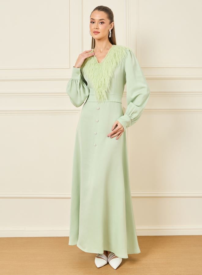 Styli Feather Trim Maxi Dress - Image 2