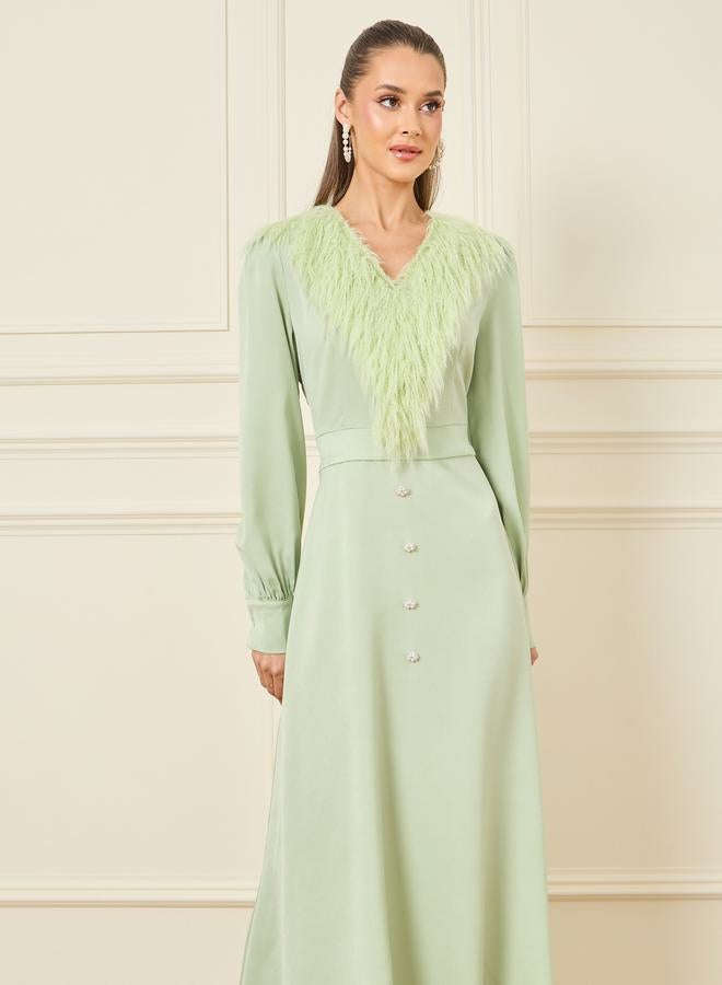 Styli Feather Trim Maxi Dress - Image 3