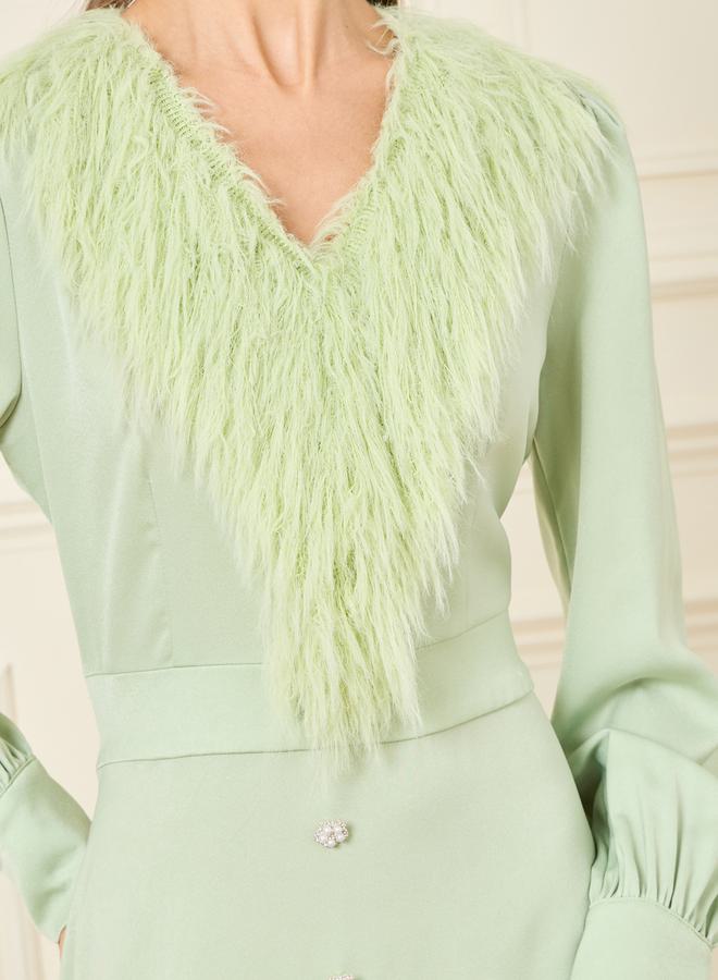 Styli Feather Trim Maxi Dress - Image 4