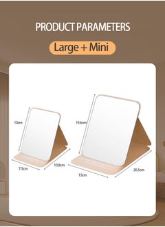 Beirui 2pcs Folding Desktop Mirror, Portable Travel Folding Mirror, PU Leather Makeup Mirror, Freestanding Vanity Mirror, Desktop Vanity Mirror, Desk, Dresser, Travel, Camping  - Image 3