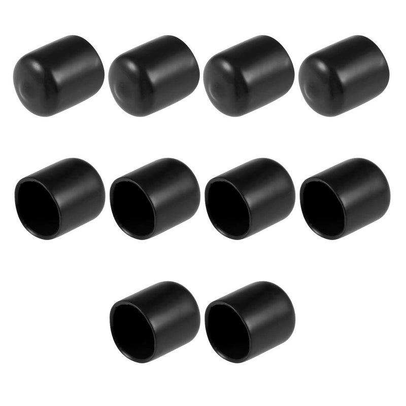 uxcell uxcell 10pcs Rubber End Caps 15mm ID Vinyl Round End Cap Cover Screw Thread Protectors Black  - Image 1