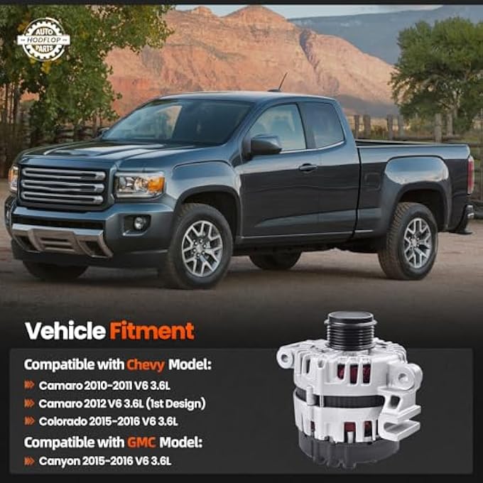 hodflop 13502988 Alternator Compatible with Chevy Camaro 2010-2012 3.6L, Colorado 2015-2016 3.6L & GMC Canyon 2015-2016 3.6L 12V 150A Clockwise, Replace# FG15S026 11485N - Image 2