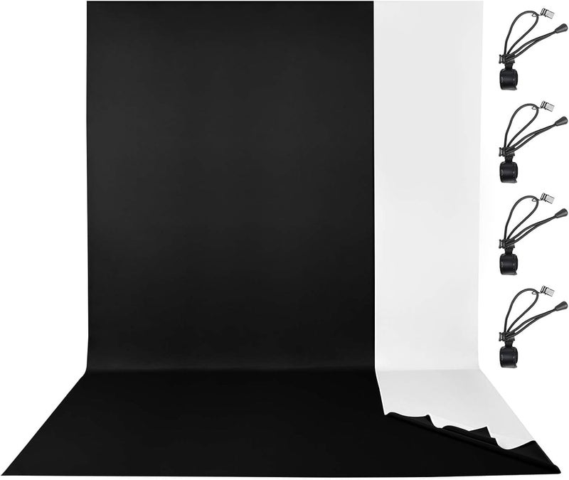 EMART Black and White Backdrop for Photography,6x9 ft 2 in 1 Black White Screen Background for Birthday Video Studio Portrait Photoshoot - Image 1
