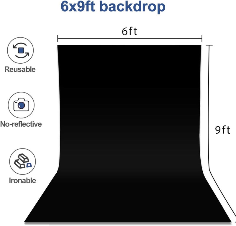 EMART Black and White Backdrop for Photography,6x9 ft 2 in 1 Black White Screen Background for Birthday Video Studio Portrait Photoshoot - Image 2