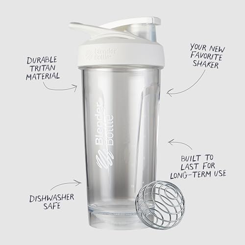 BlenderBottle Sport Shaker Bottle with Wire Whisk, 24-Ounce, White – Protein Shakes & Hydration for Athletes & Fitness Enthusiasts, Easy Mixing, Durable & Lightweight, Lockable Lid - Image 3