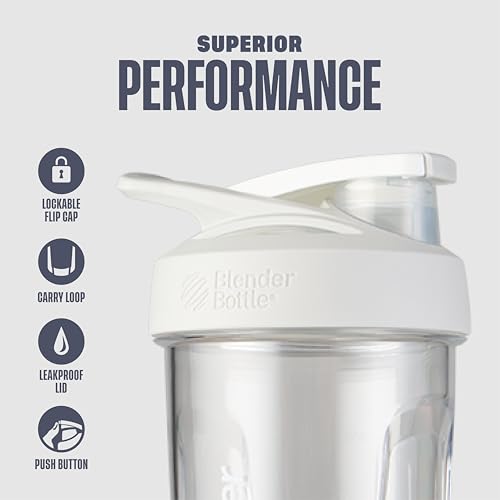BlenderBottle Sport Shaker Bottle with Wire Whisk, 24-Ounce, White – Protein Shakes & Hydration for Athletes & Fitness Enthusiasts, Easy Mixing, Durable & Lightweight, Lockable Lid - Image 2