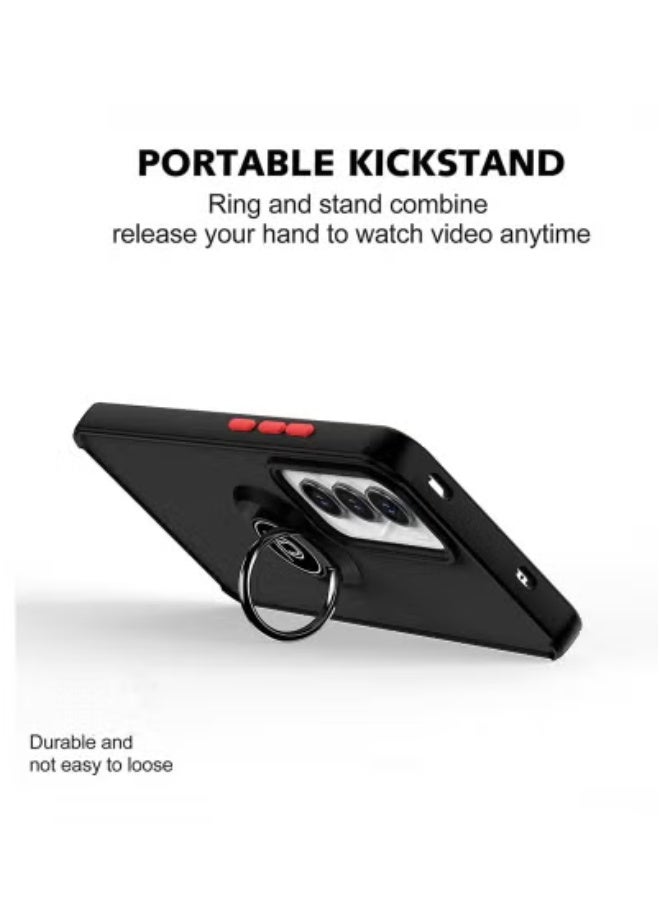 JAJEEK OPPO Reno 12 Pro 5G Case Cover with 360° Rotating Metal Ring Grip & Built-in Kickstand | Magnetic Car Mount Compatible Shockproof TPU Back Cover | Slim, Durable, Anti-Slip Design | Multi-Functional Protective Case for OPPO Reno 12 Pro 5G – Black - Image 3