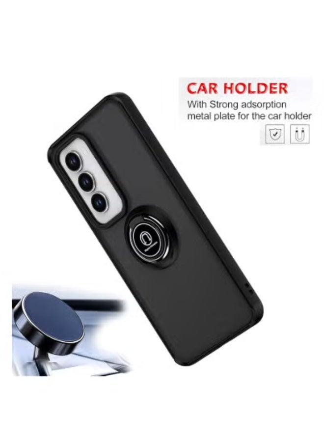 JAJEEK OPPO Reno 12 Pro 5G Case Cover with 360° Rotating Metal Ring Grip & Built-in Kickstand | Magnetic Car Mount Compatible Shockproof TPU Back Cover | Slim, Durable, Anti-Slip Design | Multi-Functional Protective Case for OPPO Reno 12 Pro 5G – Black - Image 4